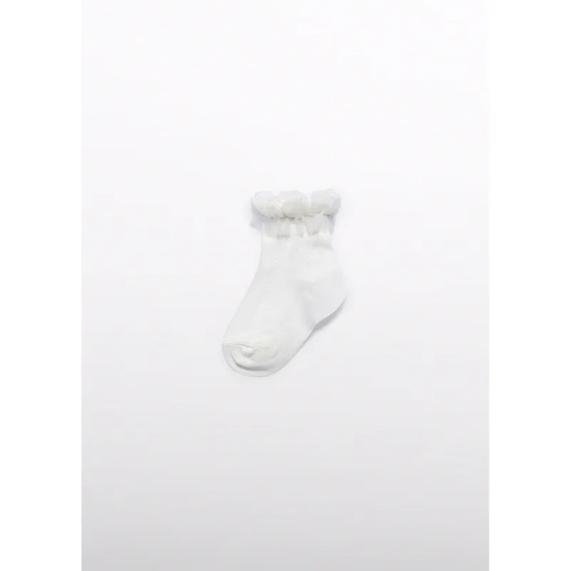 CREAM TULLE RUFFLE SOCK / 5434-017
