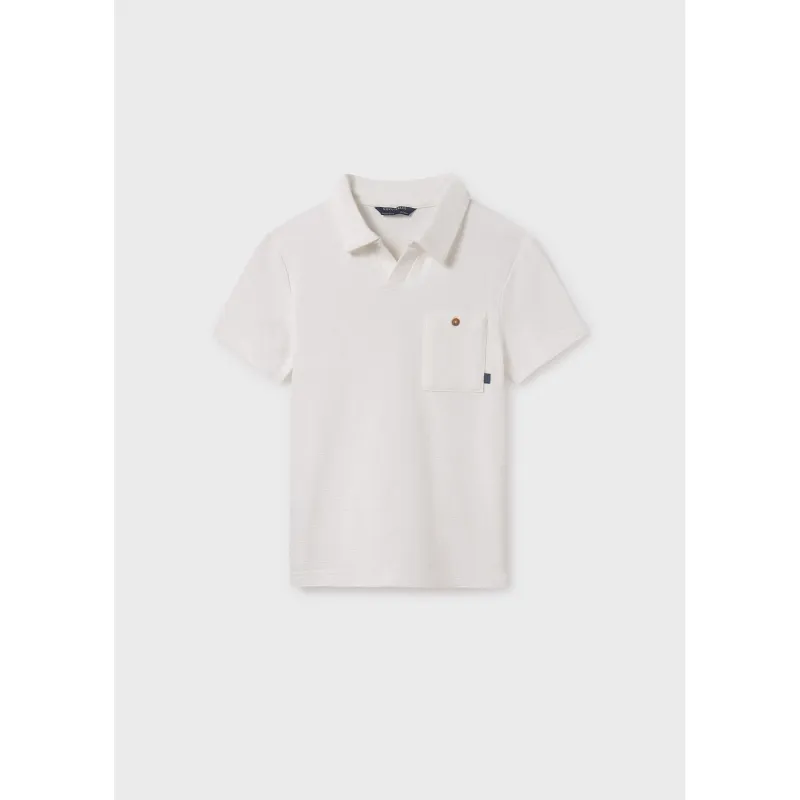 CREAM POLO TOP VNECK SHORT SLEEVE / 6152-094