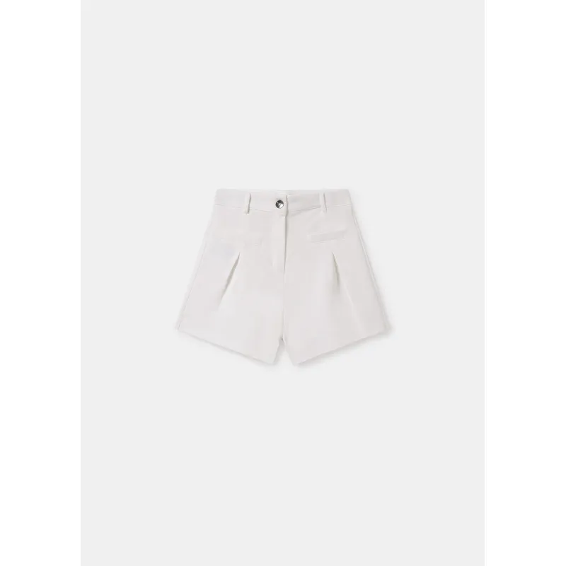 OFF WHITE KNIT SHORTS 2POCKETS FRONT ZIP CLOSURE / 6214-086