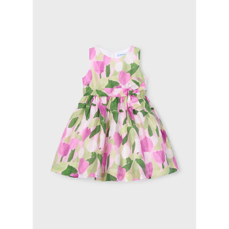 MAUVE & GREEN PRINTED DRESS CUTOUT BACK / 3913-044