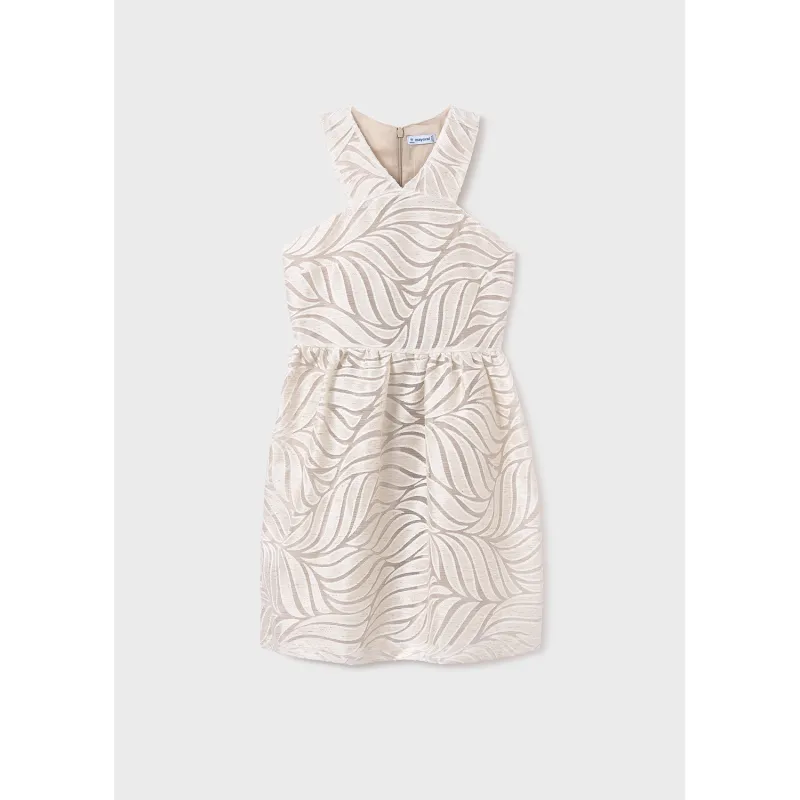 BEIGE DEVORE HALTER TOP DRESS PRINTED / 6976-053