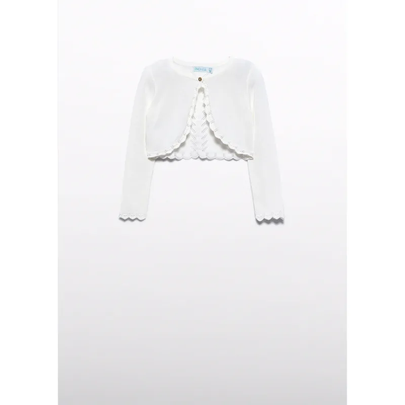 CREAM BOLERO CROCHET TRIM BACK & HEM / 5366-007