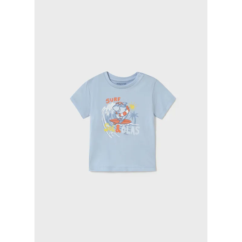 BLUE TSHIRT SHORT SLEEVE SHARK PRINT / 1065-052