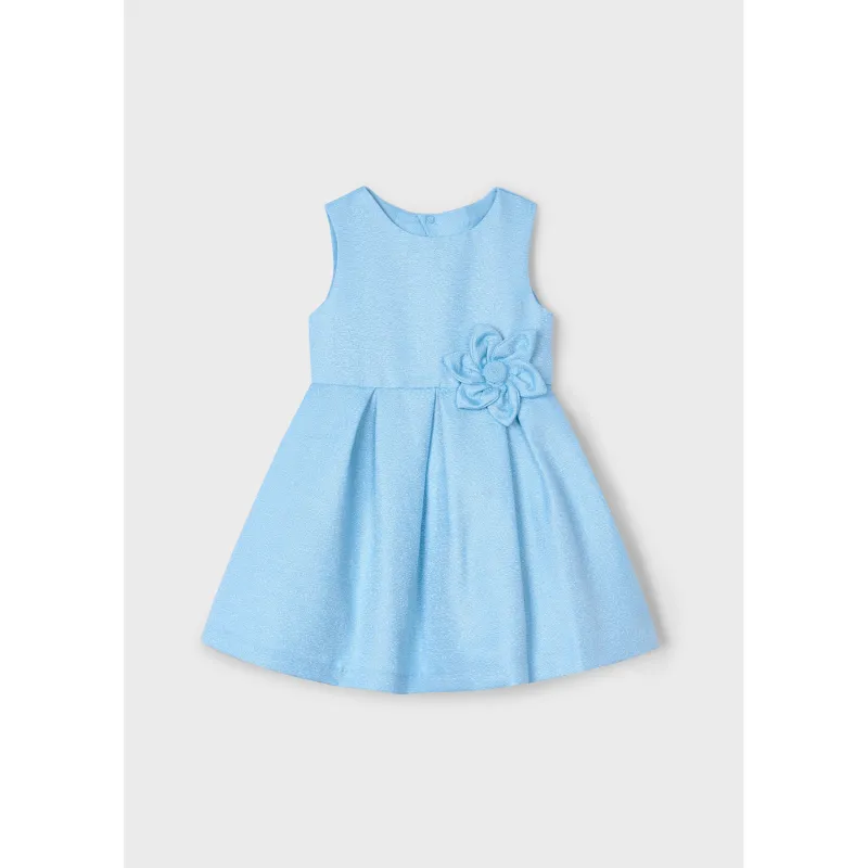 SKY BLUE DRESS PLEATED CUTOUT BACK SLEEVELESS / 3919-053
