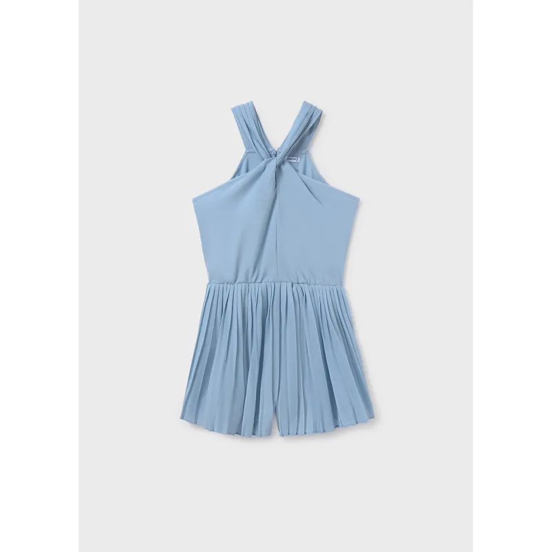 LIGHT BLUE PLEATED ROMPER SHORT HALTER TOP / 6863-039