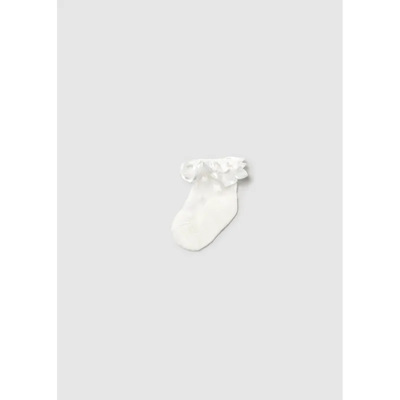 OFF WHITE PLUMETI SOCKS SATIN FRILL RUFFLE TRIM / 9871-057