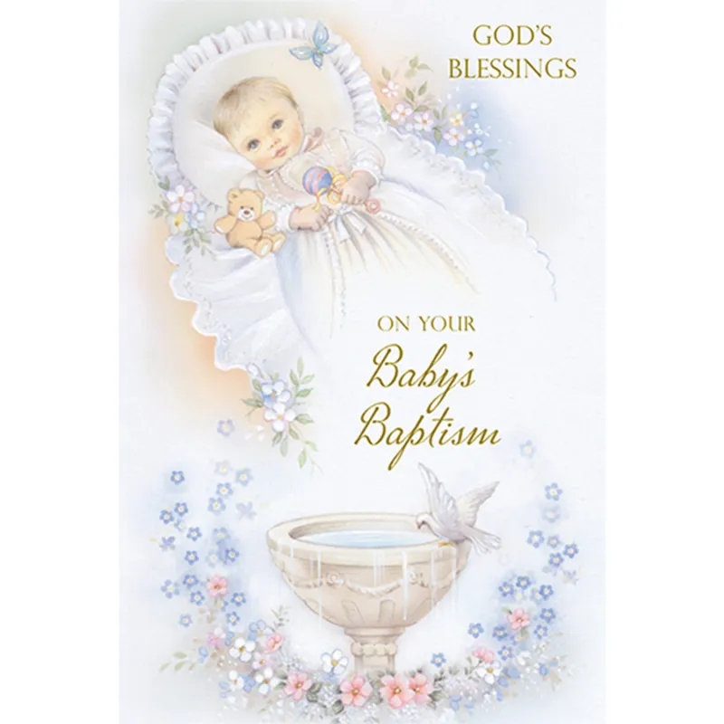 BABY BAPTISM GREETING CARD BABY FACE / GOF-86913