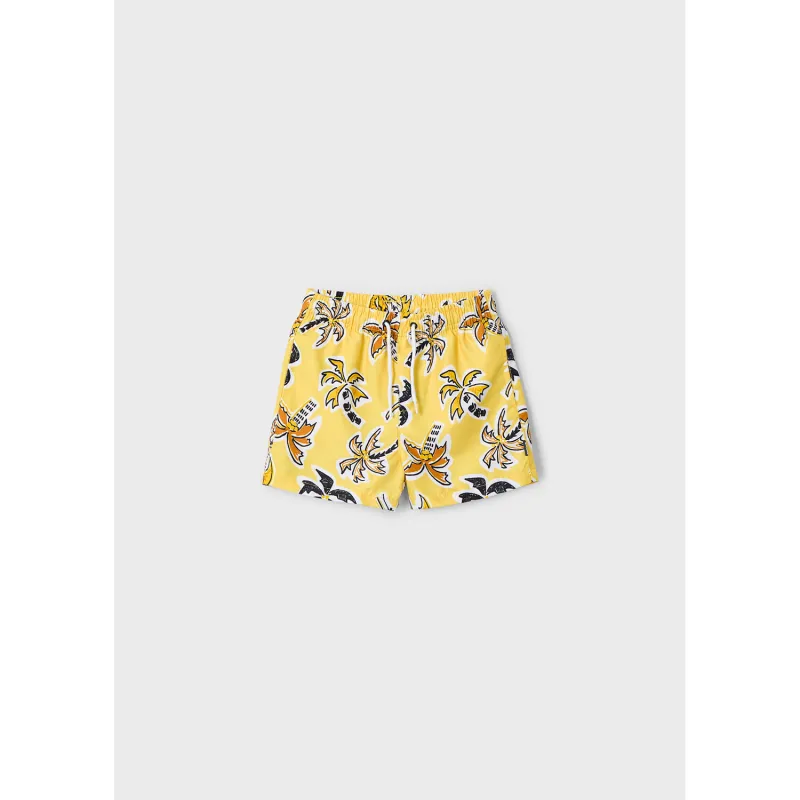 YELLOW SWIM SHORTS PALM TREE PRINT / 3612-076