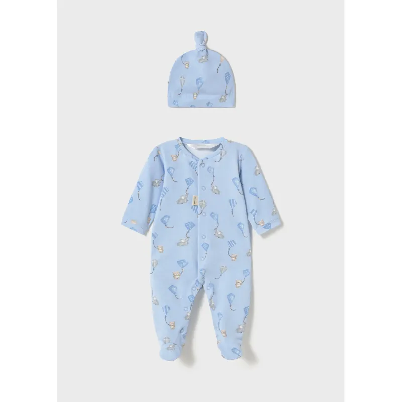 BLUE SLEEPER & HAT ANIMAL PRINT / 1706-093