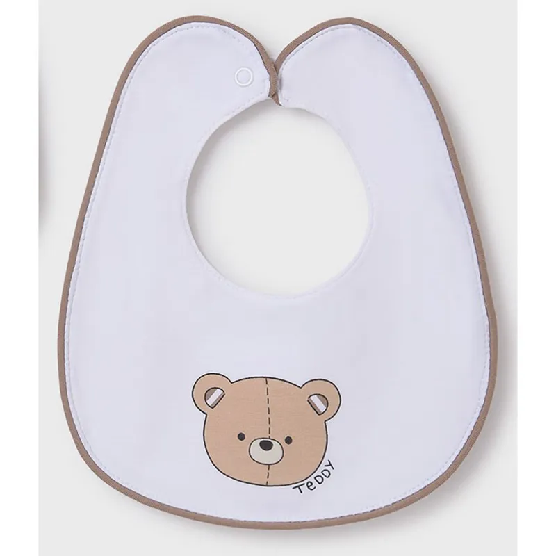 OFF WHITE BIB TEDDY BEAR PRINT BROWN EDGE / 9877-077