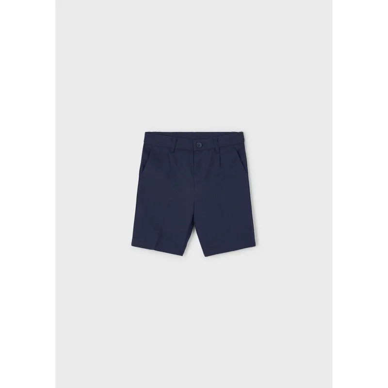 NAVY LINEN BERMUDA SHORT DRESSY / 3317-057