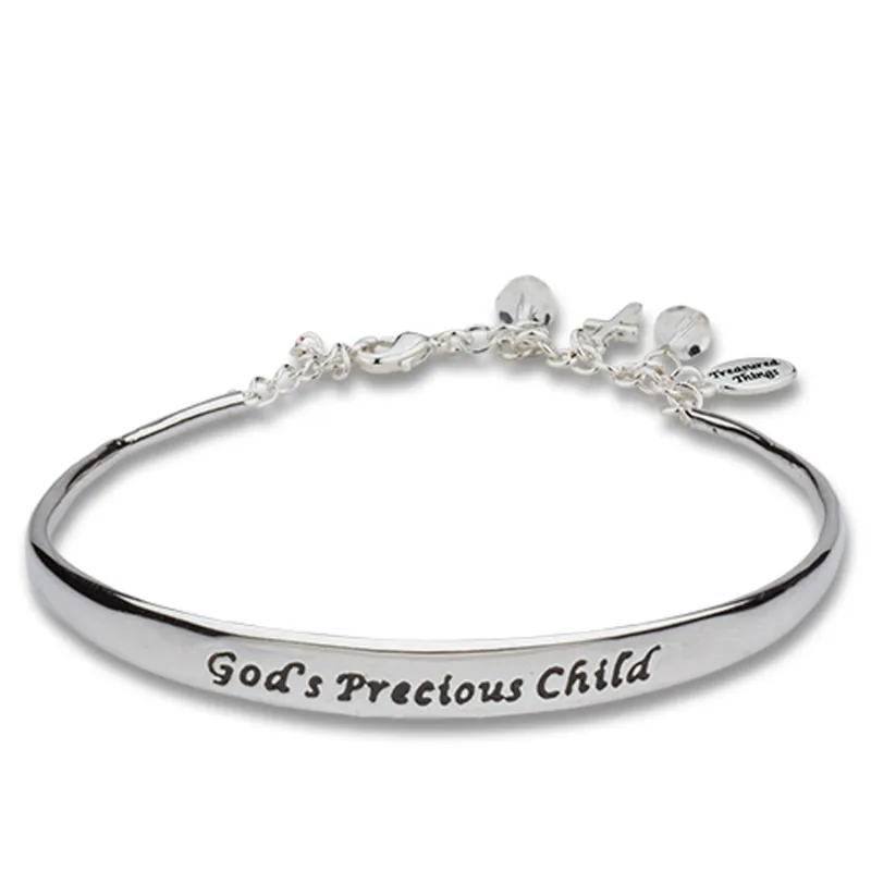 WHITE CUFF/CHAIN BABY BRACELET GOLS PRECIOUS CHILD / SHE-MM3197CCWH