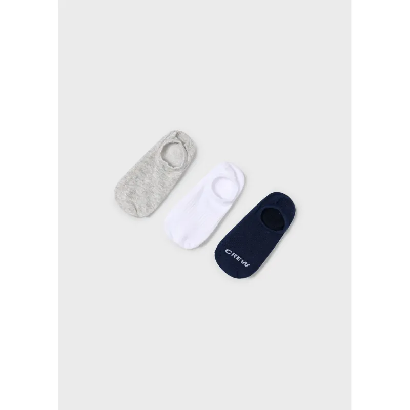 NAVY GREY& WHITE 3PC SHOE SOCK SET / 10910-079