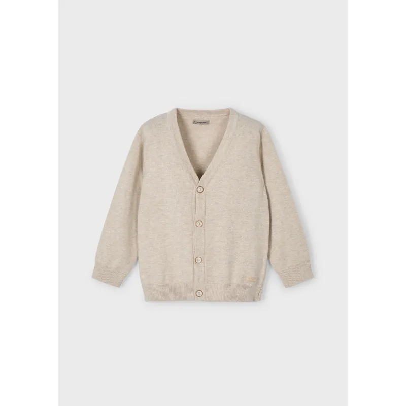 BEIGE KNIT CARDIGAN VNECK / 3372-019