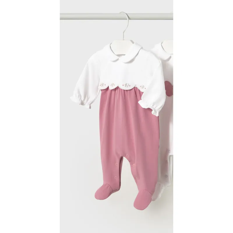 PINK SLEEPER WHITE BODICE BUTTERFLY PRINT / 1751-056