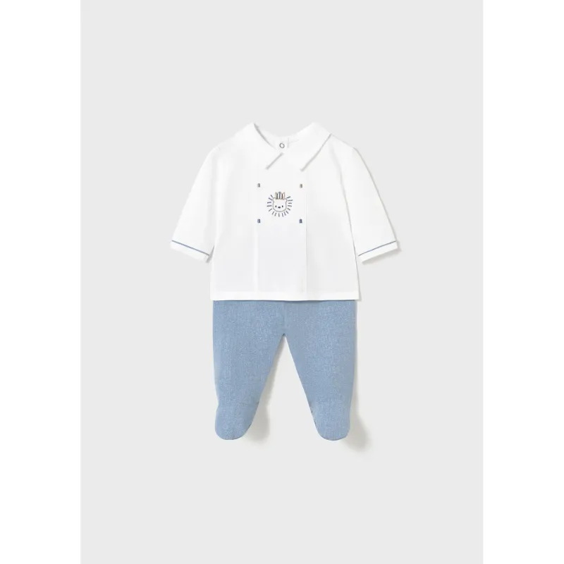 BLUE 2PC LEG WARMER SET 9M-18M NO FEET WHITE TOP / 1558-026
