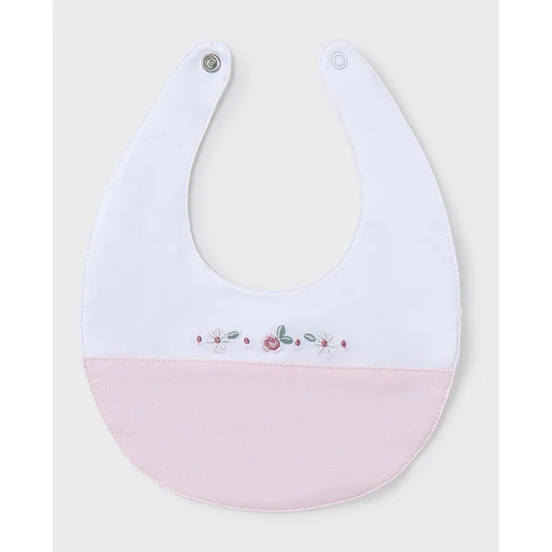 2TONE PINK & WHITE BIB FLOWER EMBROIDERY / 9875-071