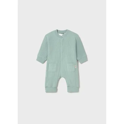 GREEN ROMPER KNIT RIBBED FRONT CLOSURE / 1797-035