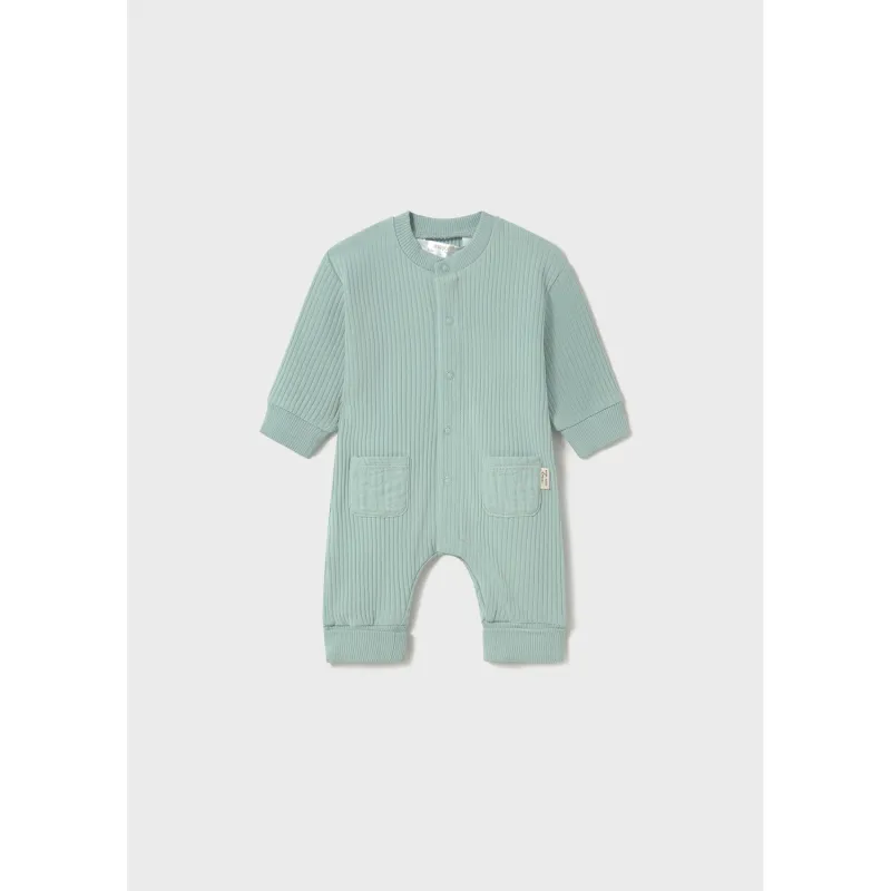 GREEN ROMPER KNIT RIBBED FRONT CLOSURE / 1797-035