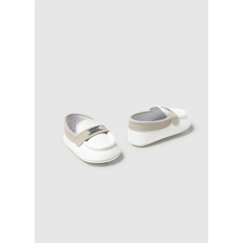 WHITE & BEIGE MOCCASINS SHOE / 9892-054