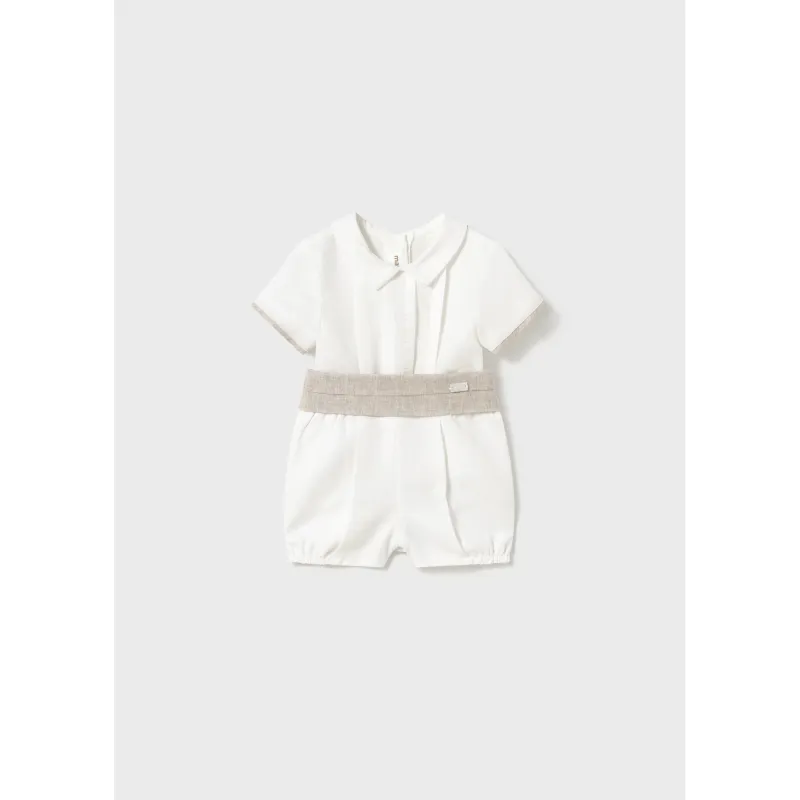 WHITE SHORT SET BIEGE BELT / 1214-063