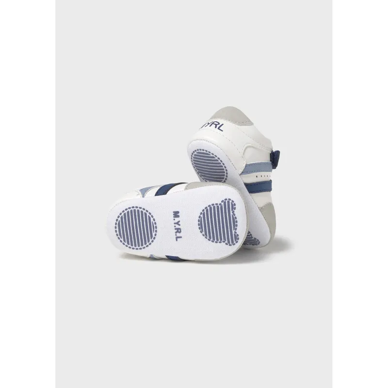 WHITE SHOE-GREY & NAVY TRIM / 9899-079