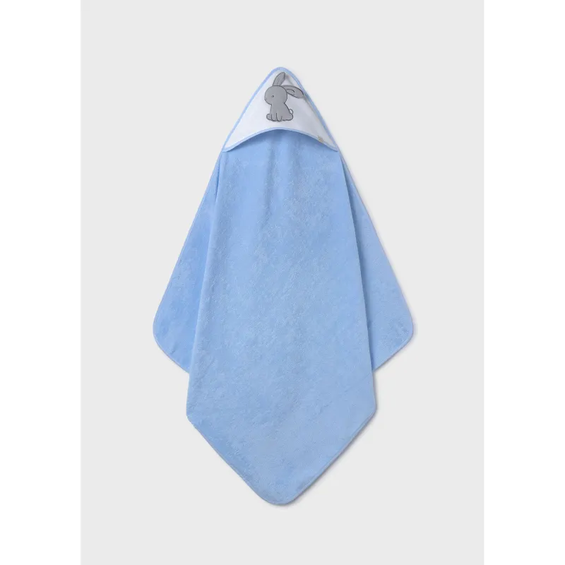 BLUE BATH TOWEL GREY BUNNY APPLIQUE / 9918-011