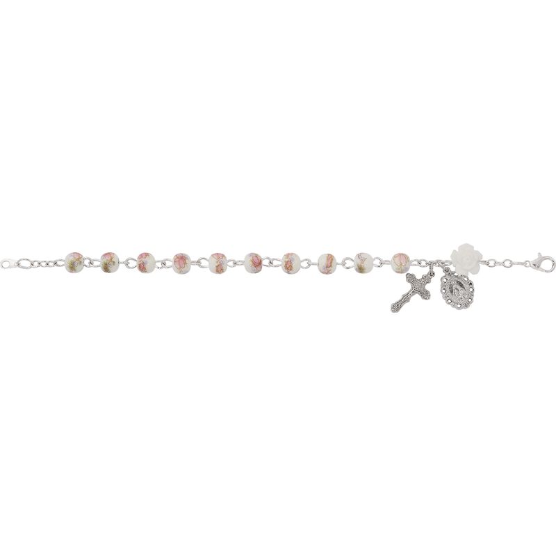 PINK FLOWER CERAMIC BEAD BRACELET / SHE-M3325