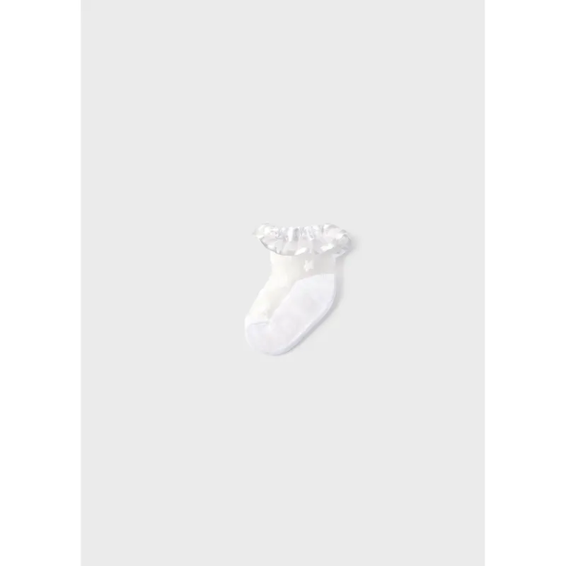 WHITE PLUMETI SOCKS ORGANZA TRIM / 9871-056