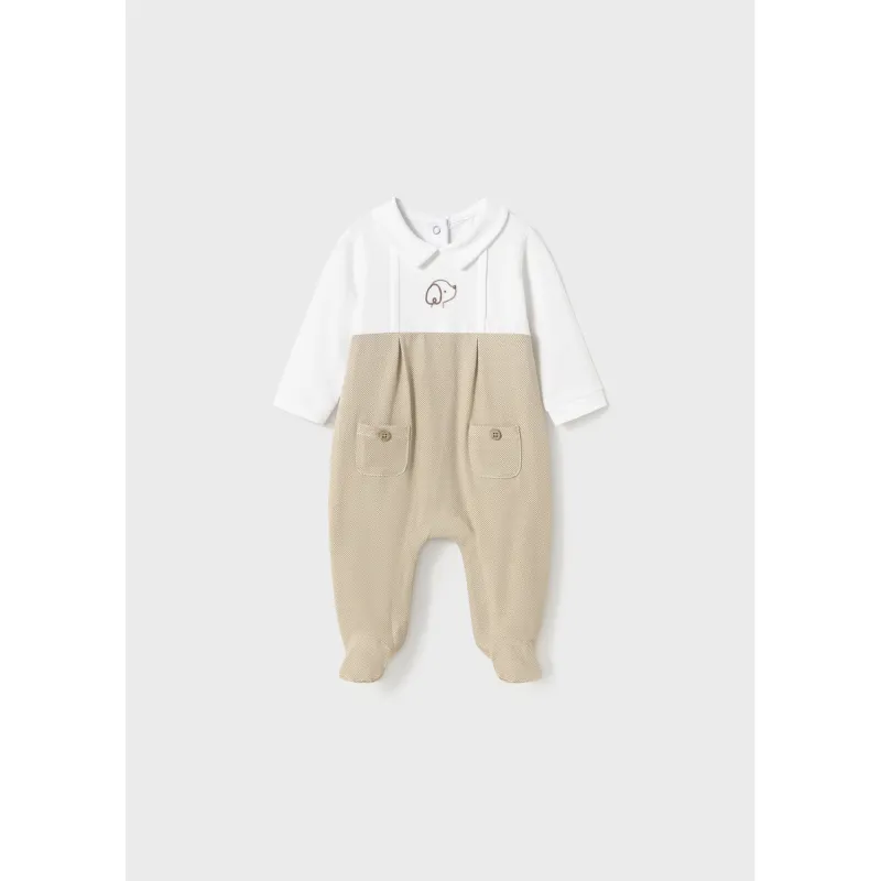 WHITE & BIEGE SLEEPER PUPPY FACE 2 POCKETS / 1704-089