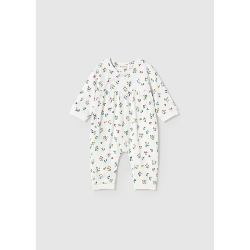 CREAM SLEEPER GREEN FLOWER PRINT SIDE CLOSURE / 1753-062