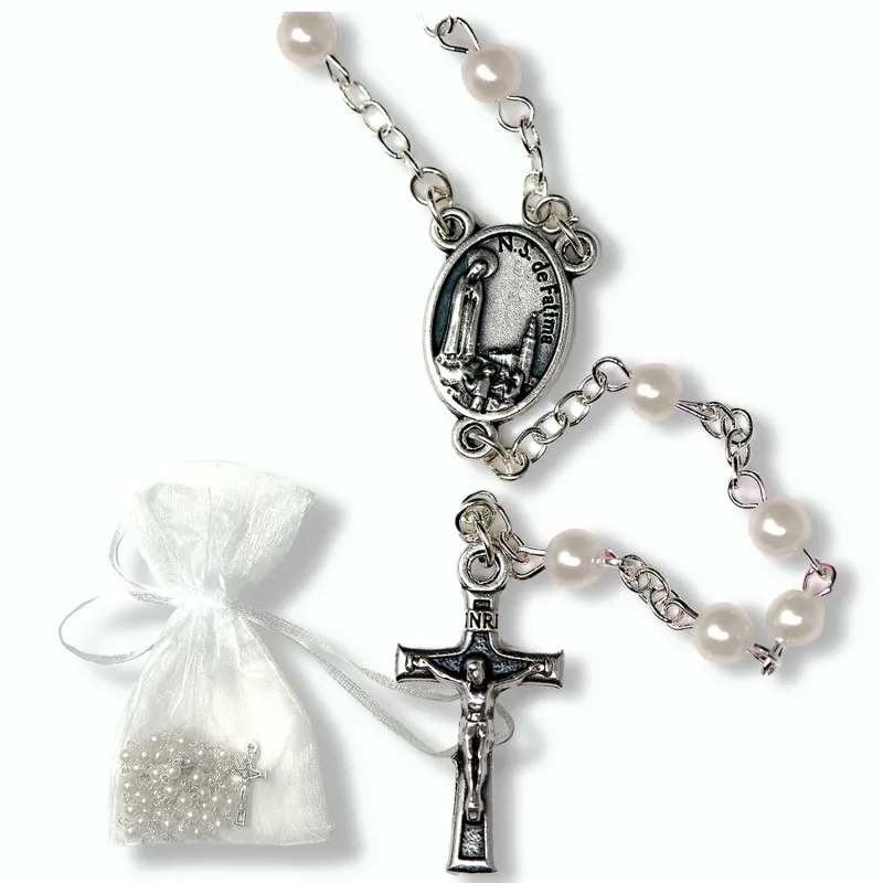 WHITE PEARL BABY ROSARY / ZAV-1764WH