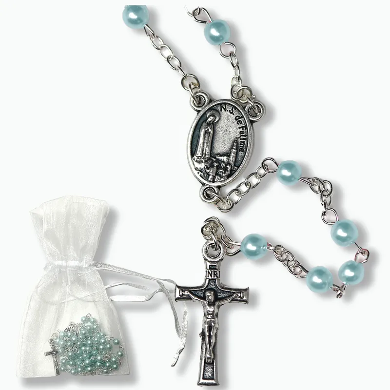 BLUE PEARL BABY ROSARY / ZAV-1764BL