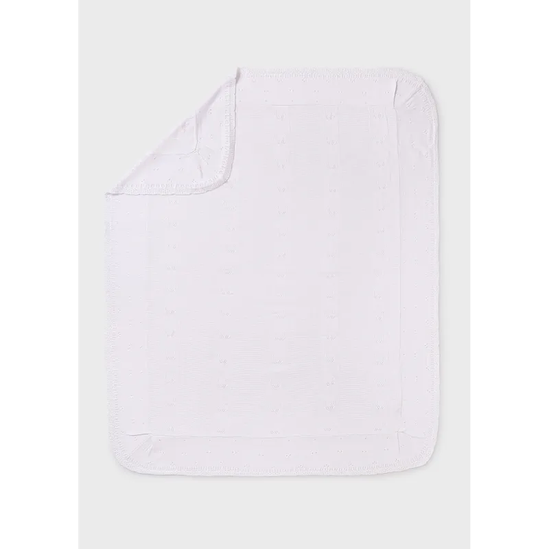 OFF WHITE KNIT BLANKET CROCHET EFFECT / 9853-034