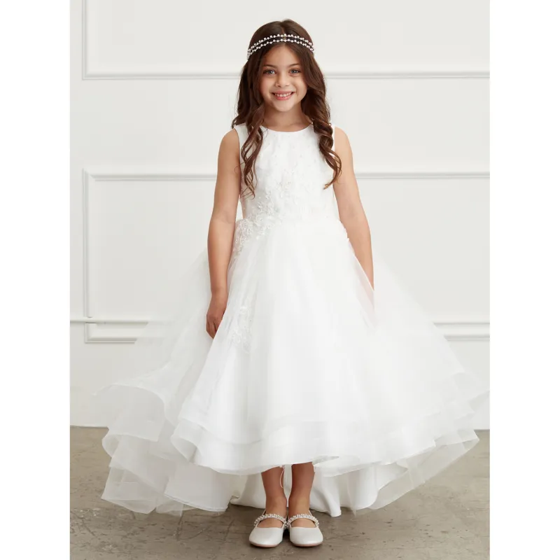 IVORY DRESS GLITTER BODICE LACE APPLIQUE ON TAIL SKIRT / 5814