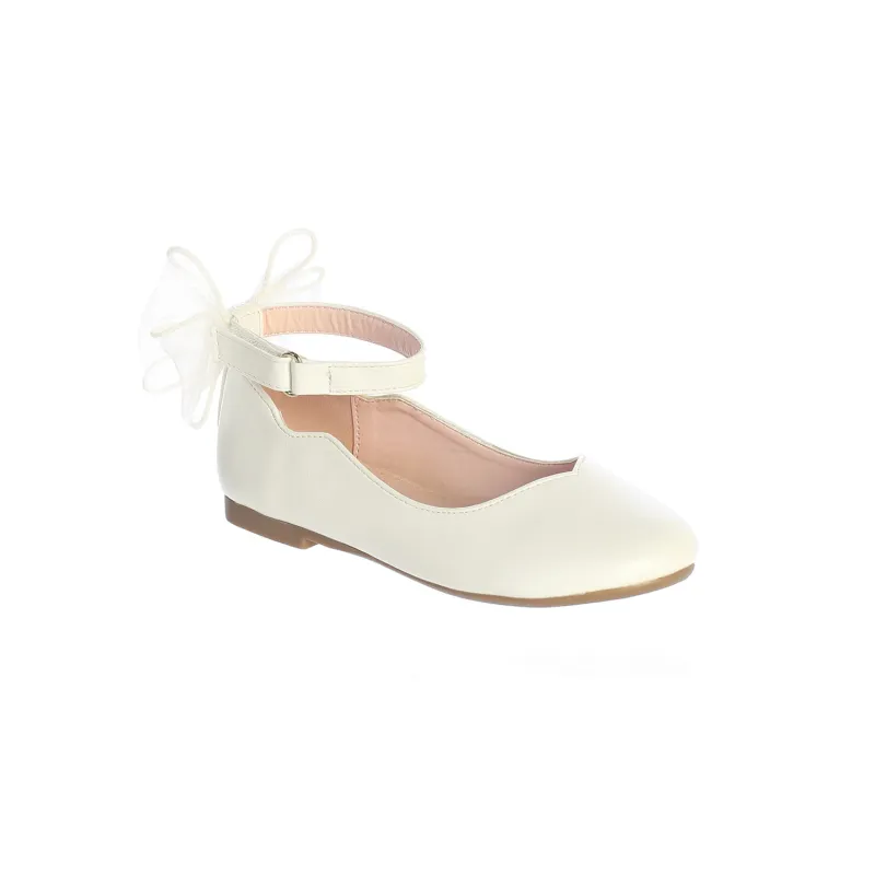IVORY MATTE SHOE ORGANZA BOW BACK FLATS / S185-5037