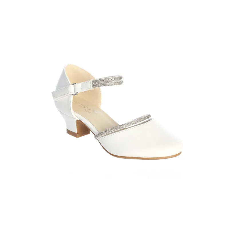 WHITE SHOE WITH HEEL & RHINESTONE STRAPS / S191-5191