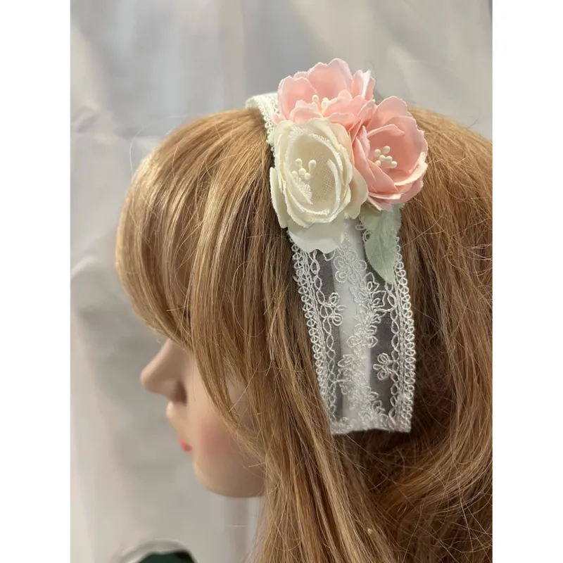 HEADBAND LACE PINK FLOWE / 320