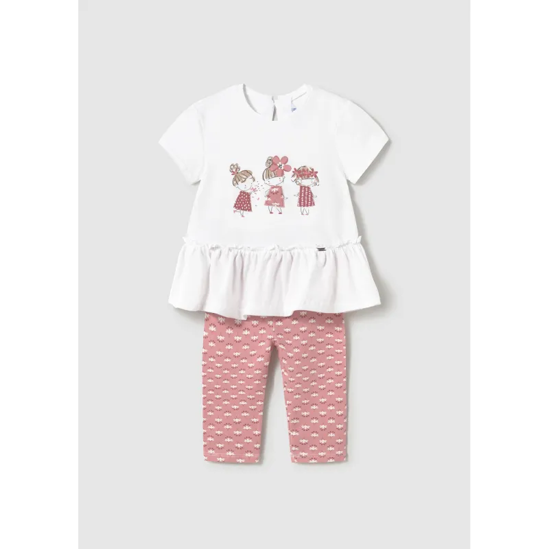 1735-030 ROSE 2PC LEGGING SET WHITE TOP PRINTED / 1735-030