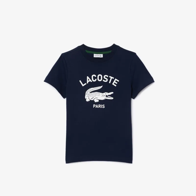 NAVY TSHIRT WHITE LACOSTE LOGO & ALIGATOR SHORT SLEEVE / TJ3003-166
