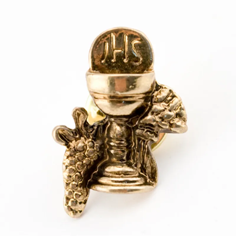 GOLD CHALICE & GRAPES LAPEL PIN / REL-4005