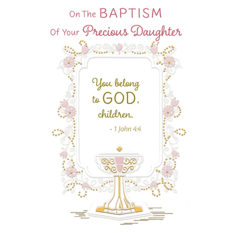 PINK & WHITE BAPTISM CARD PRECIOUS DAUGHTER / GOF-88632