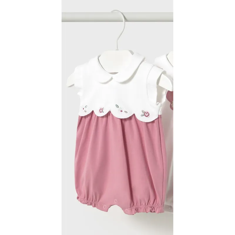 WHITE & PINK SHORT ROMPER SET / 1752-056