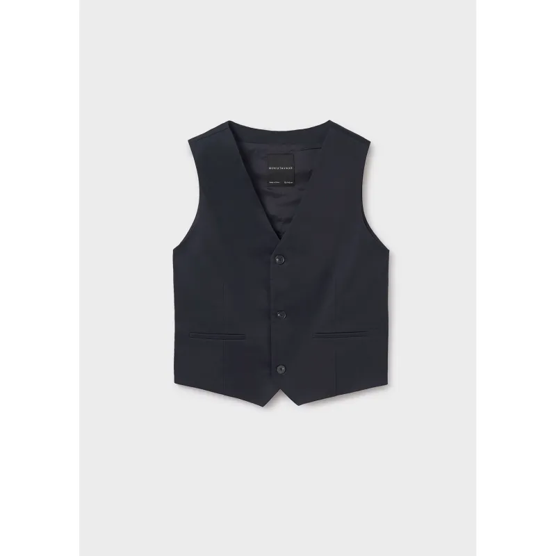 BLACK VEST 3 BUTTON VNECK / 6345-067