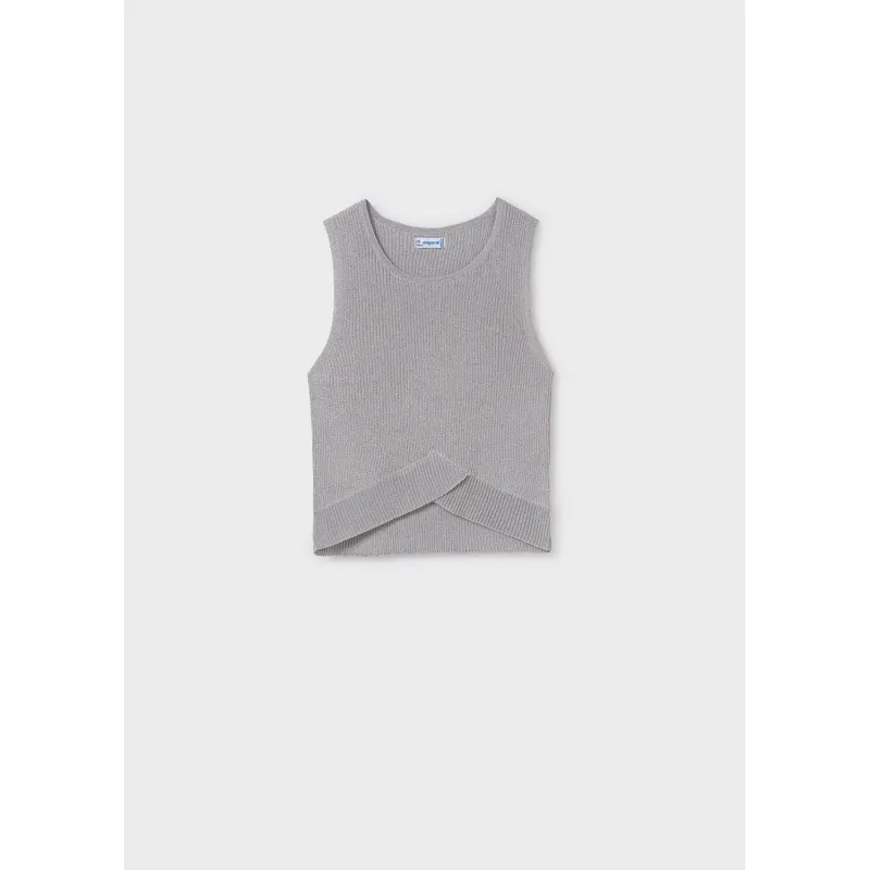 SILVER RIBBED TOP SLEEVELESS SPARKLY / 6039-016