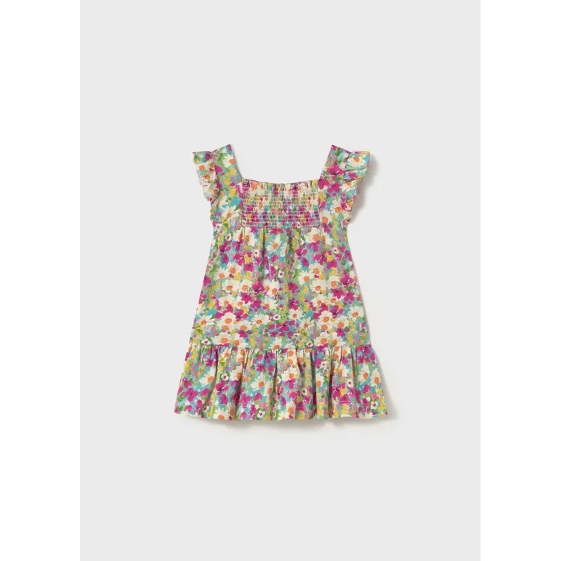 FLORAL PRINTED SUNDRESS SMOCKING TRIM MULTICOLORED PRINT / 1928-093
