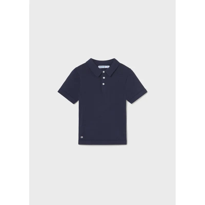 NAVY KNIT POLO TOP SHORT SLEEVE / 1106-074