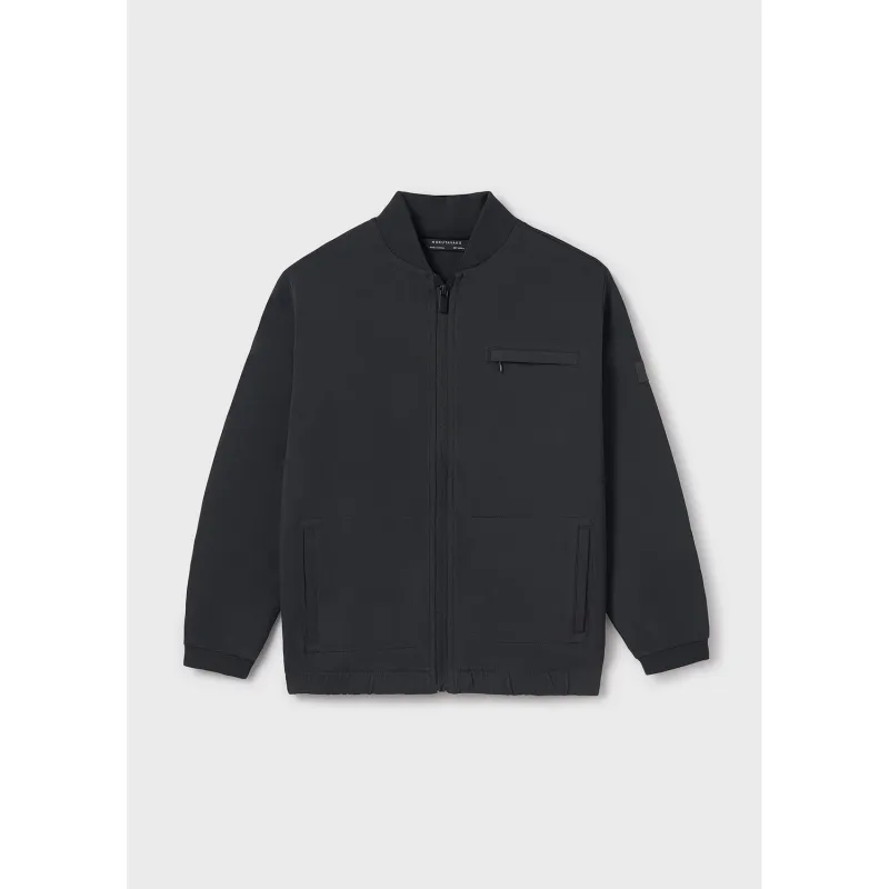 BLACK DRESSY CARDIGAN ZIP CLOSURE STRETCH / 6488-084
