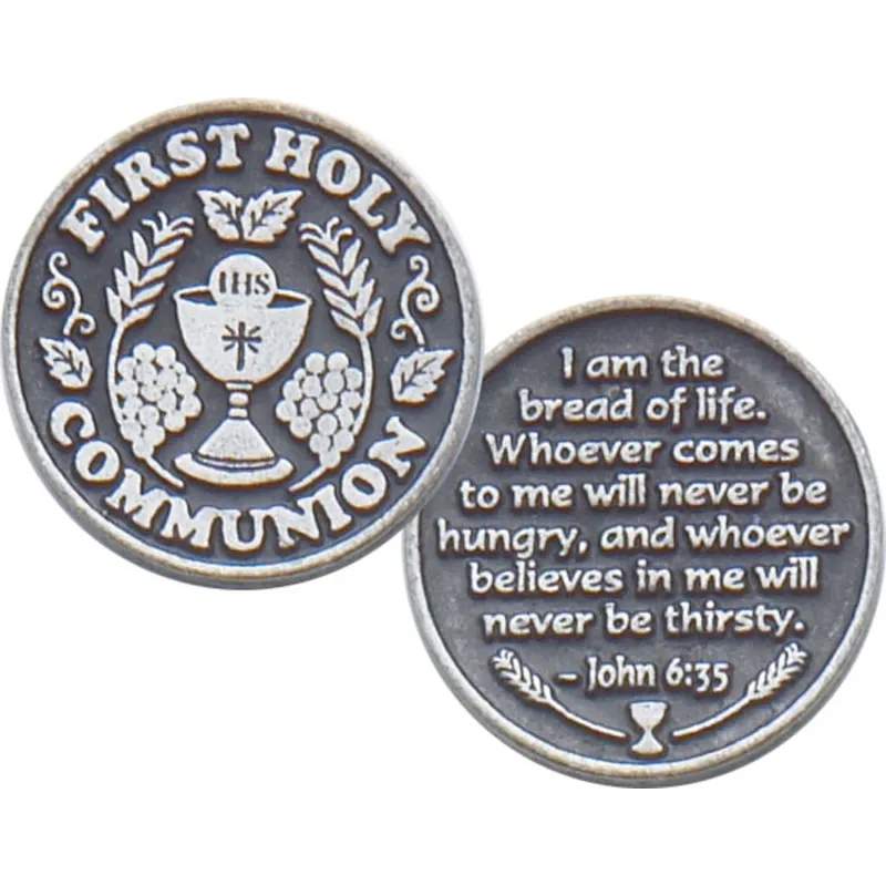 PEWTER FINISH POCKET TOKEN FIRST COMMUNION / ABB-PT126