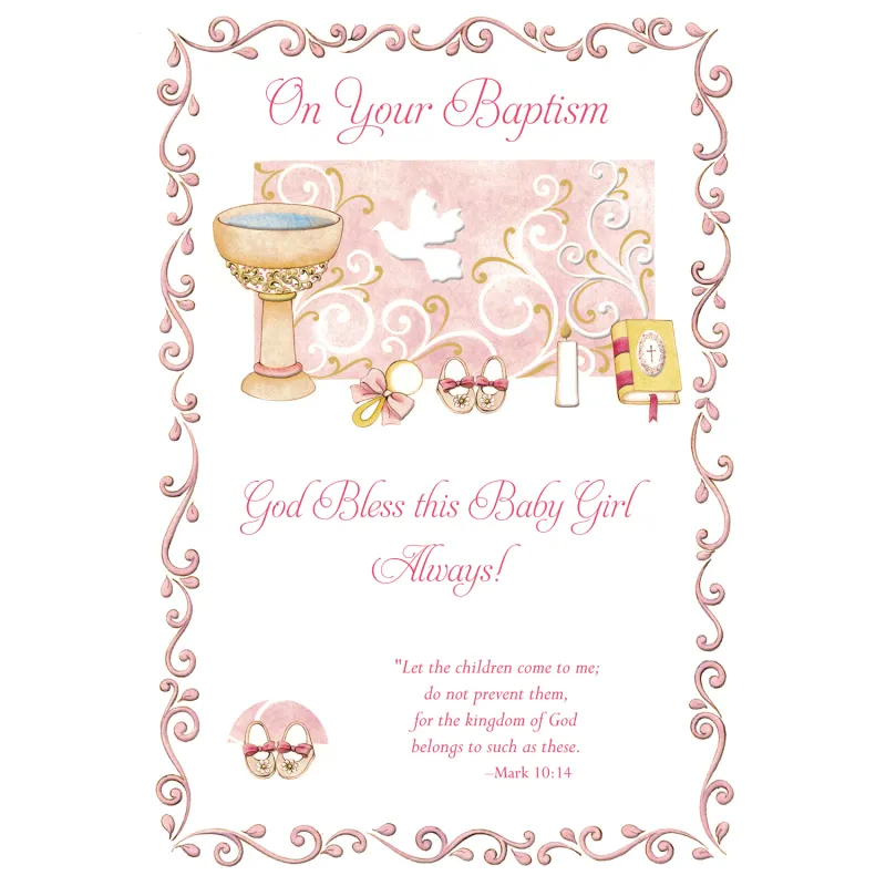 GIRL'S BAPTISM CARD GOD BLESS CHALICE / GOF-88531